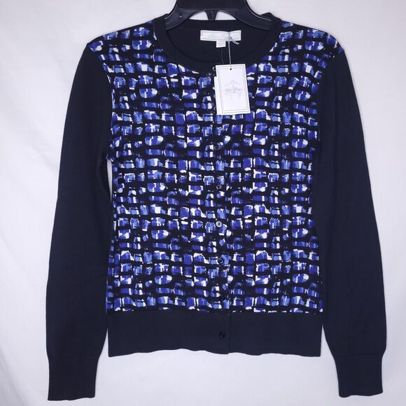Brooks Brothers Sweaters - Brooks Brothers Cardigan Womens Small Blue Twinset Abstract Cotton Jersey NWT